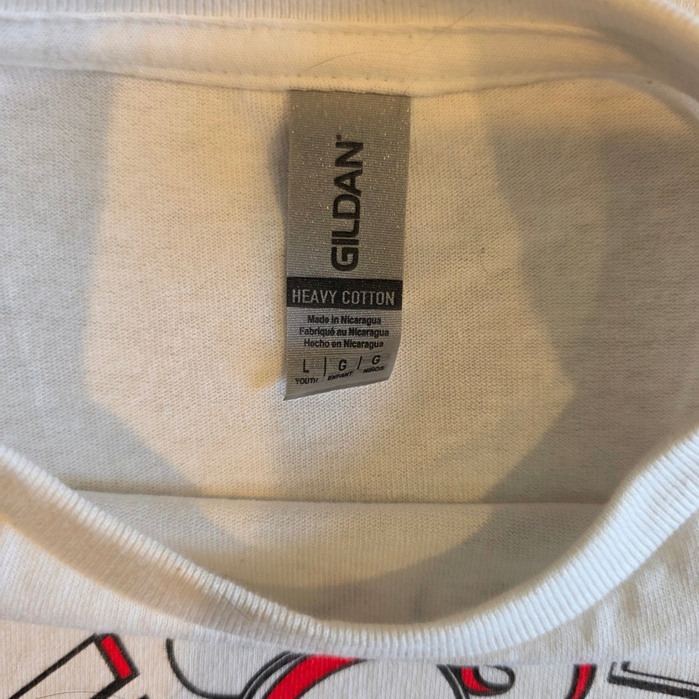 Gildan Youth Large Chess Masters Football Graphic T-Shirt White Cotton Tee - Picture 3 of 3